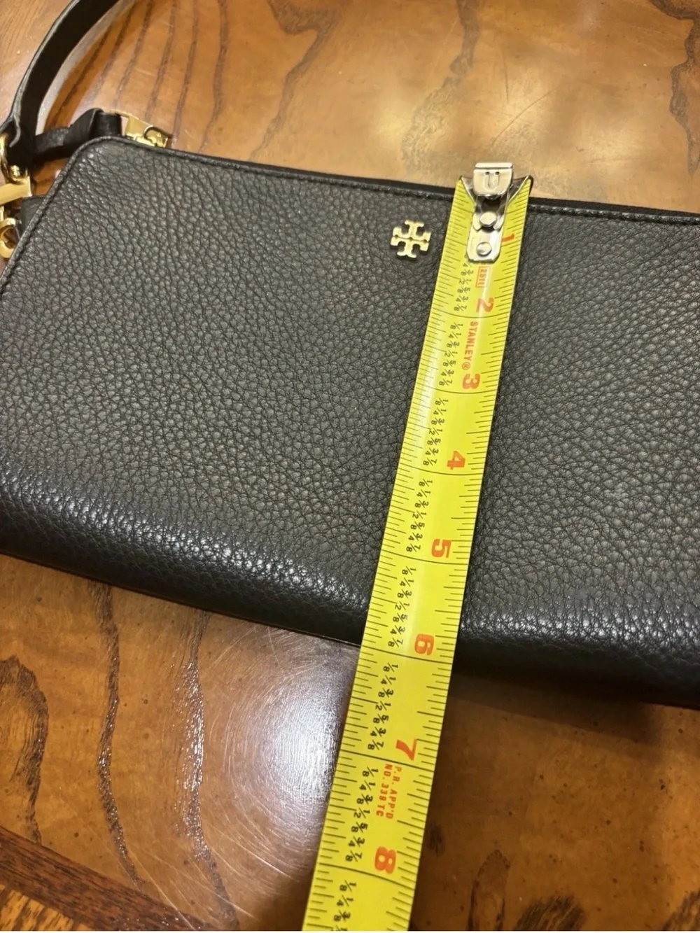 Tory Burch Black Pebble Leather Crossbody Small Bag With Gold Zipper